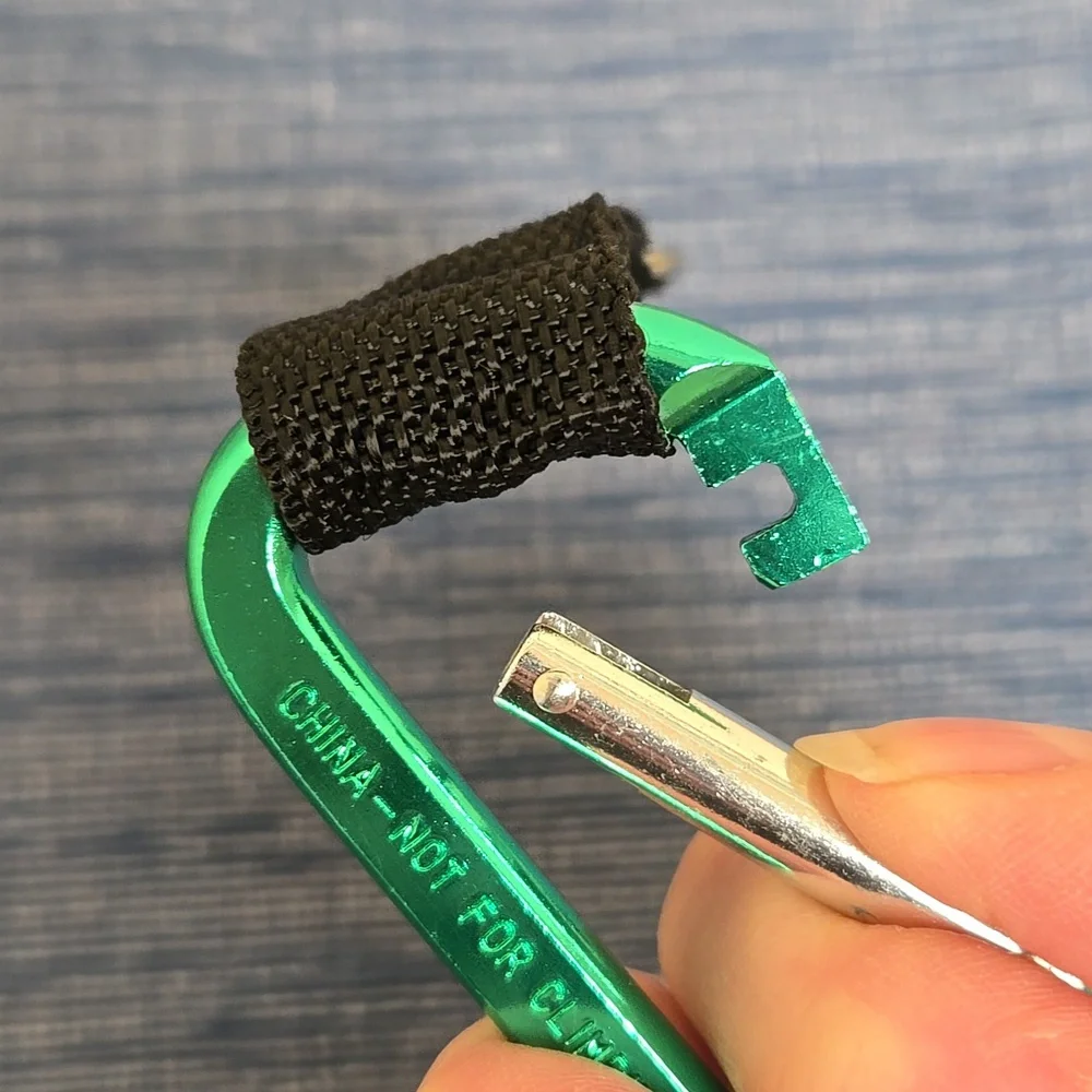 Green Carabiner Keychain with Black Strap